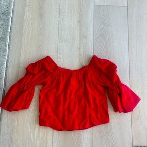 Red Off the shoulder top!